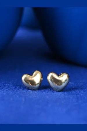 CLARA 925 Sterling Silver Gold-Plated Heart Shaped Studs Earrings