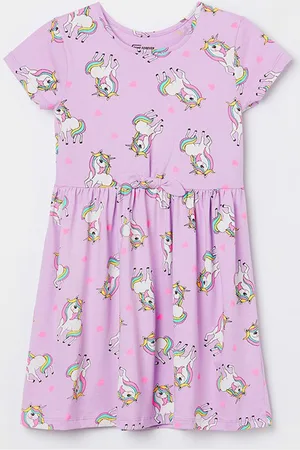 Lifestyle Girls Conversational Printed Round Neck Fit & Flare Dress