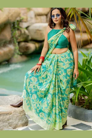 Kalini Women Abstract Printed Saree With Blouse Piece