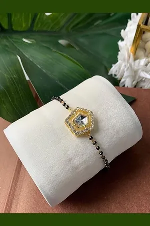 I Jewels Gold-Plated Hand Mangalsutra Bracelet