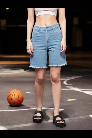 DressBerry Women Regular Fit High-Rise Denim Shorts