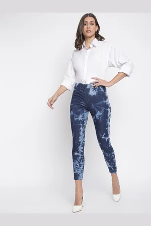 TALES & STORIES Women Blue Printed Skinny-Fit Tie & Dye Jeggings