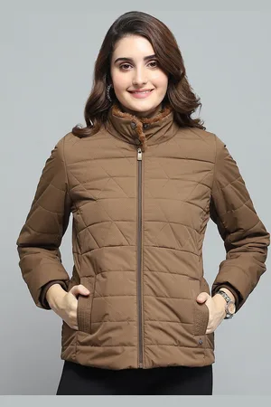 Monte Carlo Women Mock Collar Solid Casual Padded Jacket