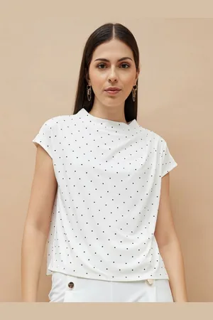 Lifestyle Women Polka Dots Printed Extended Sleeves Casual Top