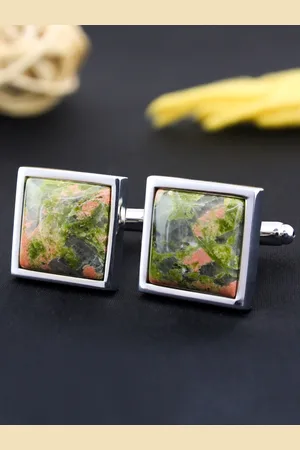 PELUCHE Orange & Green Square Cufflink