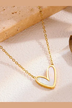 AQUASTREET 18K Antitarnish Waterproof White Heart Pendant Necklace