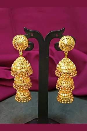 Efulgenz Gold-Plated Dome Shaped Antique Jhumkas