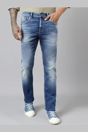 Woodland Men Slim Fit Clean Look Whiskers & Chevrons Stretchable Jeans