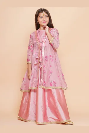 Bhama Girls Floral Printed Sequinned Ready to Wear Lehenga & Blouse with Shrug