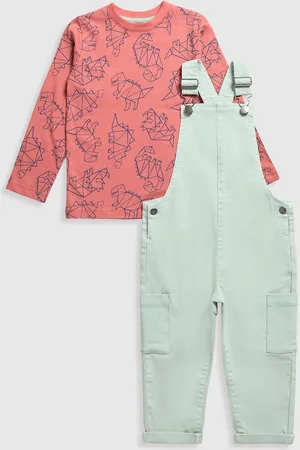 Mothercare Infant Boys Printed Pure Cotton Dungarees With T-Shirt