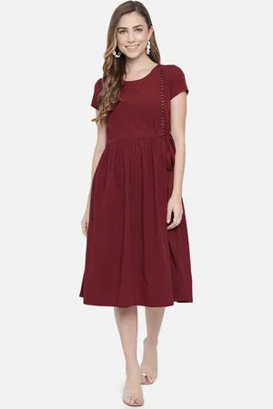 BAESD Women Crepe A-Line Midi Dress