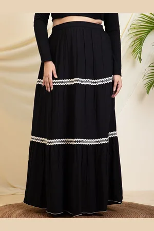 DEEBACO Women Plus Size Tiered Maxi Skirt