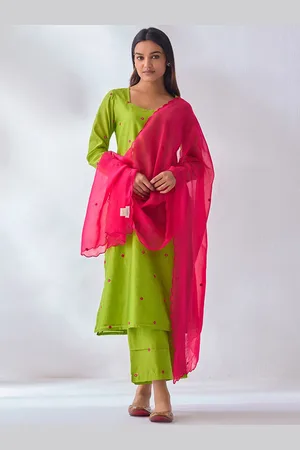 Ancestry Ethnic Motifs Organza Dupatta with Thread Work
