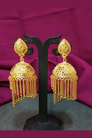 Efulgenz Gold-Plated Dome Shaped Antique Jhumkas