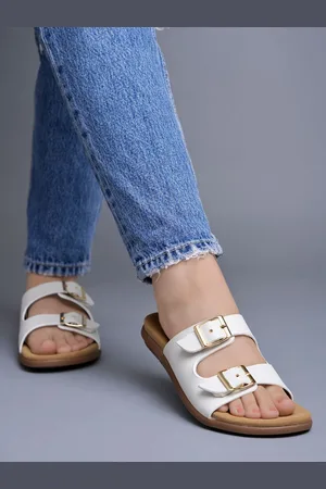 Shoetopia Girls Open Toe Flats with Buckles