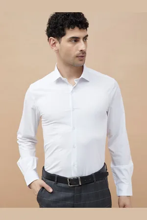 Lifestyle Men Cutaway Collar Solid Cotton Slim Fit Casual Shirt