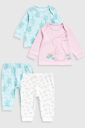 Mothercare Infants Girls Pack Of 2 Printed Pure Cotton T-shirt with Joggers
