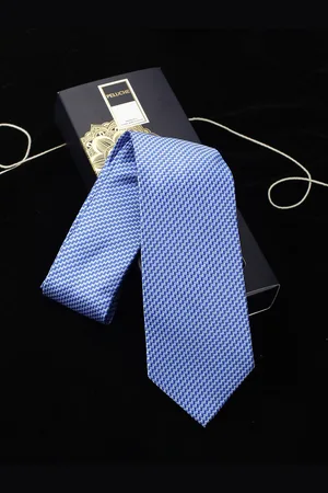 PELUCHE Blue Woven Design Broad Tie