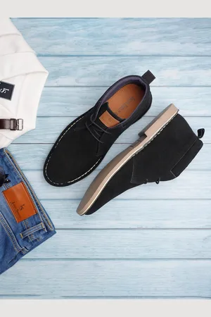 LOUIS STITCH Men Mid-Top Solid Suede Desert Boots
