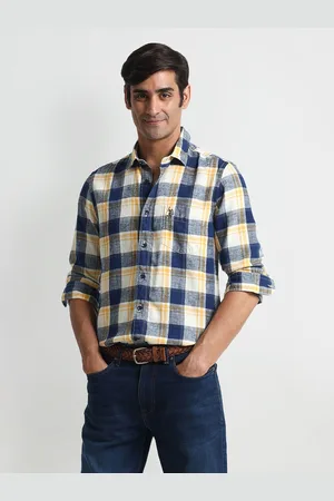 Ralph Lauren Men Cutaway Collar Tartan Checked Cotton Slim Fit Casual Shirt