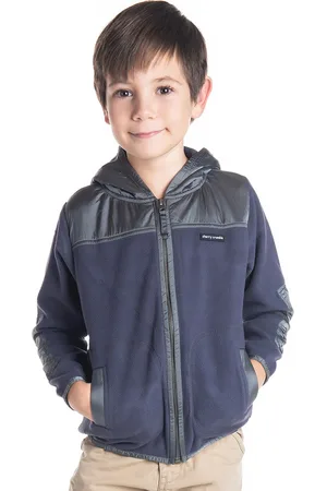 Cherry Crumble Boys Charcoal Grey Solid Hooded Tailored Jacket