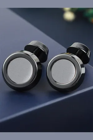 PELUCHE Men Black Ceramic Studded Stone Cufflinks