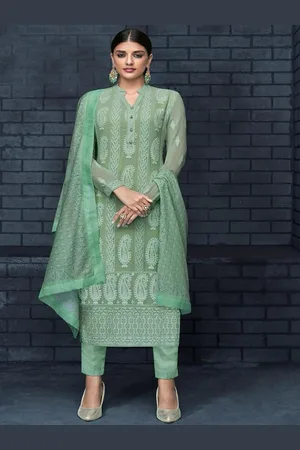 Jaipur Embroidered Silk Georgette Semi-Stitched Dress Material