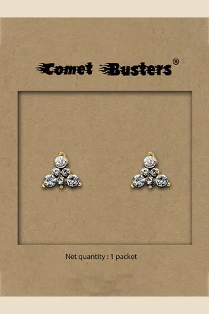 Comet Busters Gold-Plated Contemporary Non Piercing Self Adhesive Studs Earring