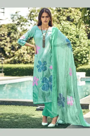 Stylee Lifestyle Floral Printed Sequence Pure Silk Unstitched Dress Material