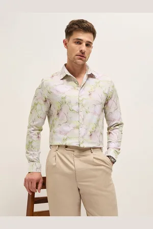 The Bear House Men Tailored Fit Opaque Printed Formal Shirt