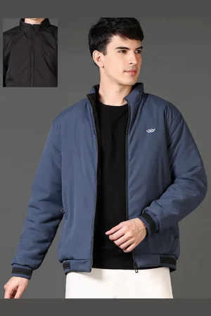 V-Mart Men Mock Collar Solid Cotton Casual Reversible Bomber Jacket