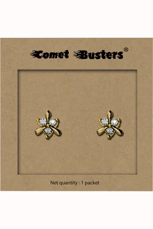 Comet Busters Gold-Plated Contemporary Non Piercing Self Adhesive Studs Earring