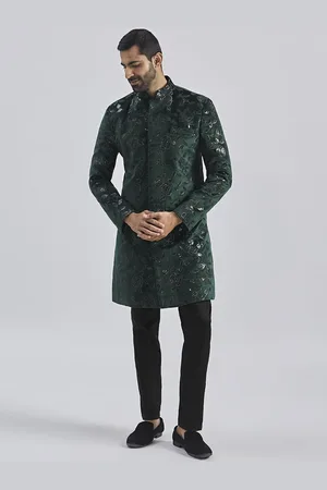 Vastramay Men Cotton Embroidered Sequined Sherwani Set