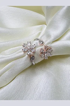 ARTE 92.5 Sterling Silver Stone Studded Toe Rings