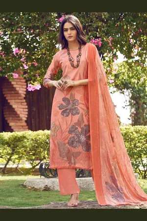 Stylee Lifestyle Floral Printed Sequence Pure Silk Unstitched Dress Material