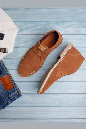 LOUIS STITCH Men Mid-Top Solid Suede Desert Boots
