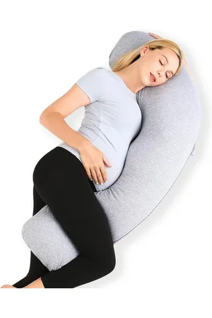 Pum Pum Grey Fibre Filled Cotton J Shaped Maternity Pillow
