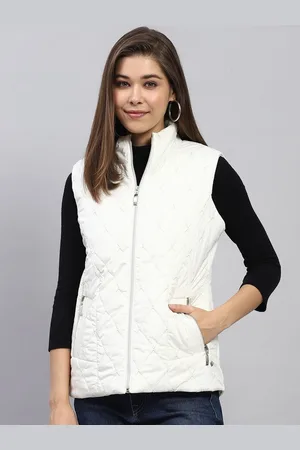 Monte Carlo Women Mock Collar Solid Casual Quilted Jacket