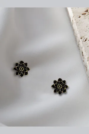 Comet Busters Silver-Plated Floral Stud Earrings