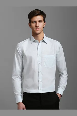 Louis Philippe Men Spread Collar Textured Cotton Slim Fit Formal Shirt