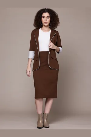 Roadster The Lifestyle Co. Solid Blazer & Skirt