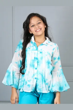 Cutiekins Girls Tie and Dye Print Flared Sleeve Shirt Style Top