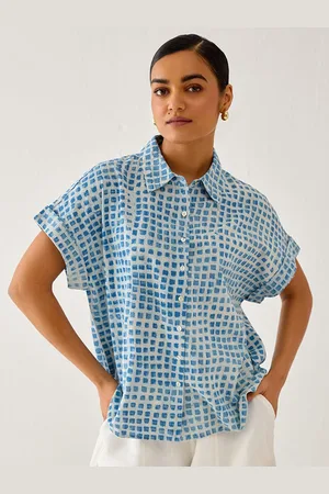 Ancestry Print Extended Sleeves Cotton Shirt Style Top
