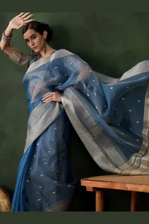 Sangria Women Kanjeevaram Woven Design Saree With Blouse Piece