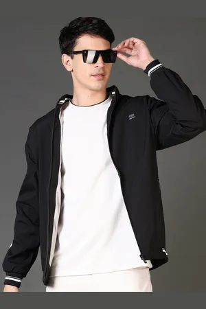 V-Mart Men Mock Collar Striped Cotton Casual Bomber Jacket
