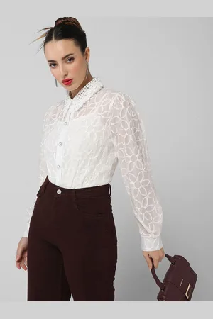 SHOWOFF Women Comfort Floral Semi Sheer Casual Shirt