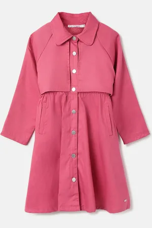 Elle Girls Cotton Shirt Collar Long Sleeves Dress