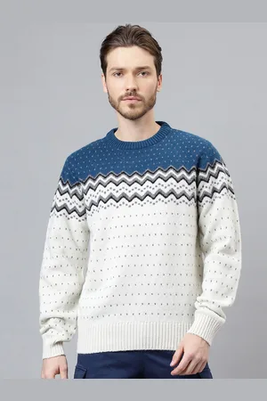 Woodland Geometric Self Design Woollen Pullover Sweater