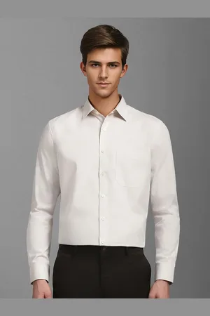 Louis Philippe Men Spread Collar Textured Cotton Slim Fit Formal Shirt