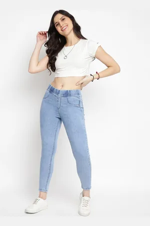 TALES & STORIES Women Blue Solid Skinny-Fit Denim Jeggings
